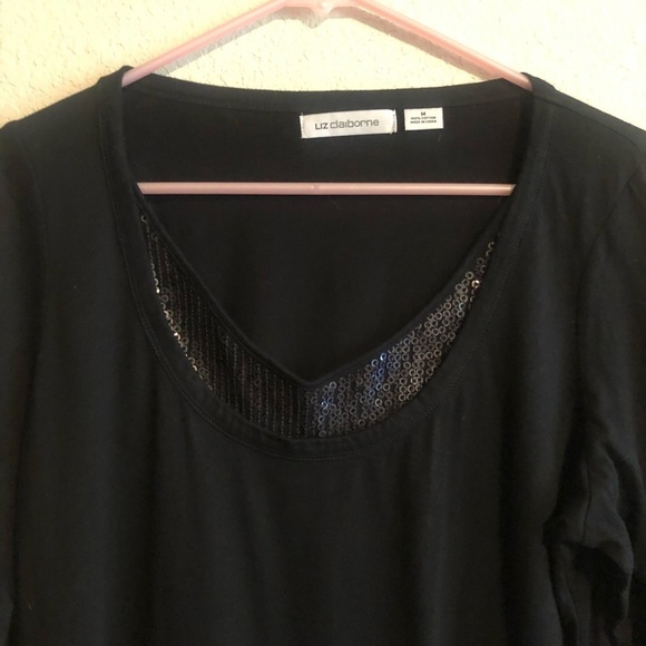 nwt Black Liz Claiborne Long Sleeved Shirt Size M - Picture 2 of 9